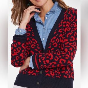 Vineyard Vines Women's Leopard Print Cardigan Sweater NWT